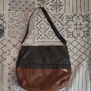 Brighton Black And Brown Leather Shoulder Bag.